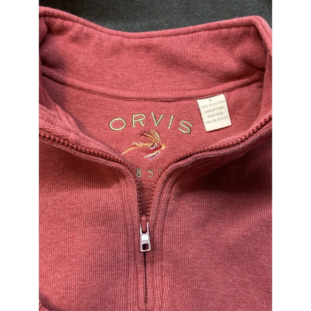 ORVIS Men's Pullover 1/4 Zip Red Grey Sweater Size Large 100% Cotton Lot of 2 - Picture 2 of 15